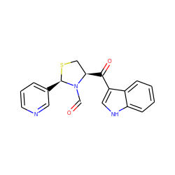 O=CN1[C@H](C(=O)c2c[nH]c3ccccc23)CS[C@@H]1c1cccnc1 ZINC000013737561