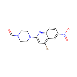 O=CN1CCN(c2cc(Br)c3cc([N+](=O)[O-])ccc3n2)CC1 ZINC000027886571