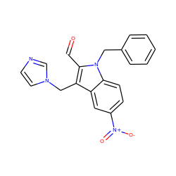 O=Cc1c(Cn2ccnc2)c2cc([N+](=O)[O-])ccc2n1Cc1ccccc1 ZINC000013220122