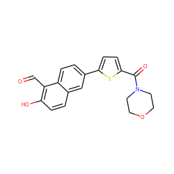 O=Cc1c(O)ccc2cc(-c3ccc(C(=O)N4CCOCC4)s3)ccc12 ZINC000116440409