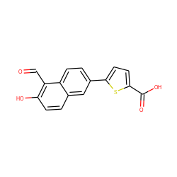 O=Cc1c(O)ccc2cc(-c3ccc(C(=O)O)s3)ccc12 ZINC000169699715