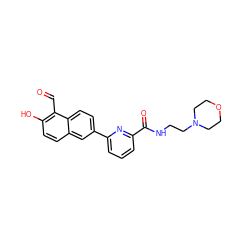 O=Cc1c(O)ccc2cc(-c3cccc(C(=O)NCCN4CCOCC4)n3)ccc12 ZINC000116439205