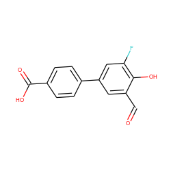 O=Cc1cc(-c2ccc(C(=O)O)cc2)cc(F)c1O ZINC000169699667