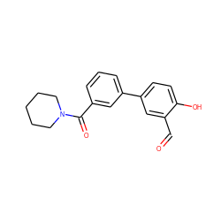 O=Cc1cc(-c2cccc(C(=O)N3CCCCC3)c2)ccc1O ZINC000169699671