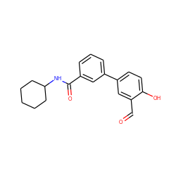 O=Cc1cc(-c2cccc(C(=O)NC3CCCCC3)c2)ccc1O ZINC000169699677