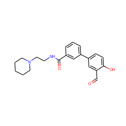 O=Cc1cc(-c2cccc(C(=O)NCCN3CCCCC3)c2)ccc1O ZINC000169699683