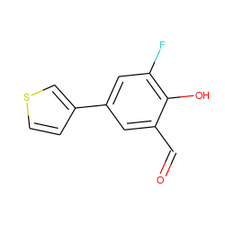 O=Cc1cc(-c2ccsc2)cc(F)c1O ZINC000169699630