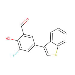 O=Cc1cc(-c2csc3ccccc23)cc(F)c1O ZINC000169699640