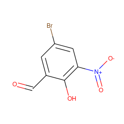 O=Cc1cc(Br)cc([N+](=O)[O-])c1O ZINC000000056983