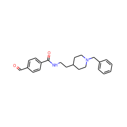 O=Cc1ccc(C(=O)NCCC2CCN(Cc3ccccc3)CC2)cc1 ZINC000003814264