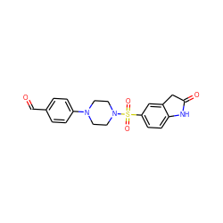 O=Cc1ccc(N2CCN(S(=O)(=O)c3ccc4c(c3)CC(=O)N4)CC2)cc1 ZINC000061943376