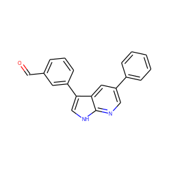 O=Cc1cccc(-c2c[nH]c3ncc(-c4ccccc4)cc23)c1 ZINC001772637984