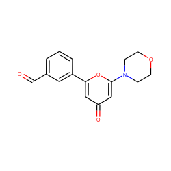 O=Cc1cccc(-c2cc(=O)cc(N3CCOCC3)o2)c1 ZINC000101076906