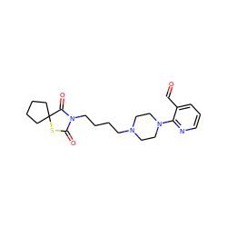 O=Cc1cccnc1N1CCN(CCCCN2C(=O)SC3(CCCC3)C2=O)CC1 ZINC000027711546