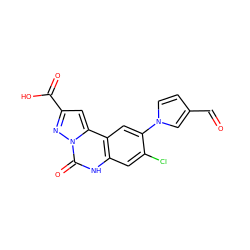 O=Cc1ccn(-c2cc3c(cc2Cl)[nH]c(=O)n2nc(C(=O)O)cc32)c1 ZINC000013472586