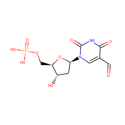 O=Cc1cn([C@H]2C[C@H](O)[C@@H](COP(=O)(O)O)O2)c(=O)[nH]c1=O ZINC000013542916