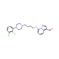 O=Cc1cnn2c(OCCCCN3CCN(c4cccc(Cl)c4Cl)CC3)cccc12 ZINC000150218466