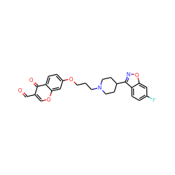 O=Cc1coc2cc(OCCCN3CCC(c4noc5cc(F)ccc45)CC3)ccc2c1=O ZINC000002007418