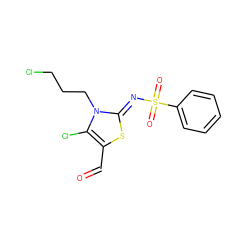 O=Cc1s/c(=N\S(=O)(=O)c2ccccc2)n(CCCCl)c1Cl ZINC000084558643