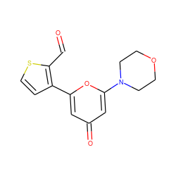 O=Cc1sccc1-c1cc(=O)cc(N2CCOCC2)o1 ZINC000101074718