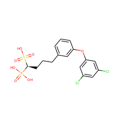 O=P(O)(O)[C@H](CCCc1cccc(Oc2cc(Cl)cc(Cl)c2)c1)S(=O)(=O)O ZINC000040951069