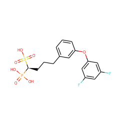 O=P(O)(O)[C@H](CCCc1cccc(Oc2cc(F)cc(F)c2)c1)S(=O)(=O)O ZINC000040949536