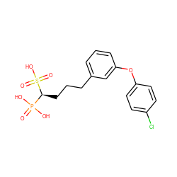 O=P(O)(O)[C@H](CCCc1cccc(Oc2ccc(Cl)cc2)c1)S(=O)(=O)O ZINC000040899485