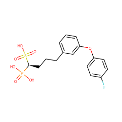 O=P(O)(O)[C@H](CCCc1cccc(Oc2ccc(F)cc2)c1)S(=O)(=O)O ZINC000040874306