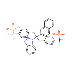 O=P(O)(O)C(F)(F)c1ccc(CC(Cc2ccc(C(F)(F)P(=O)(O)O)cc2)(c2ccc3ccccc3n2)n2nnc3ccccc32)cc1 ZINC000025993060