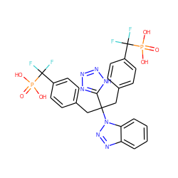 O=P(O)(O)C(F)(F)c1ccc(CC(Cc2ccc(C(F)(F)P(=O)(O)O)cc2)(c2nnn[nH]2)n2nnc3ccccc32)cc1 ZINC000025989450