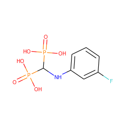 O=P(O)(O)C(Nc1cccc(F)c1)P(=O)(O)O ZINC000096286206