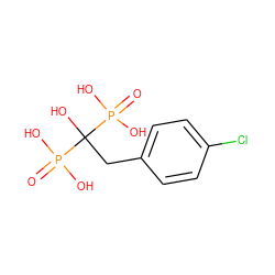 O=P(O)(O)C(O)(Cc1ccc(Cl)cc1)P(=O)(O)O ZINC000039419659