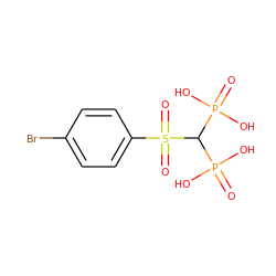 O=P(O)(O)C(P(=O)(O)O)S(=O)(=O)c1ccc(Br)cc1 ZINC000169351253