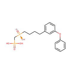 O=P(O)(O)C[P@@](=O)(O)CCCCc1cccc(Oc2ccccc2)c1 ZINC000040975709