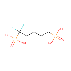 O=P(O)(O)CCCCC(F)(F)P(=O)(O)O ZINC000013556024