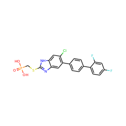 O=P(O)(O)CSc1nc2cc(-c3ccc(-c4ccc(F)cc4F)cc3)c(Cl)cc2[nH]1 ZINC000299870958