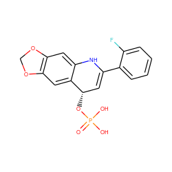 O=P(O)(O)O[C@H]1C=C(c2ccccc2F)Nc2cc3c(cc21)OCO3 ZINC000101330029