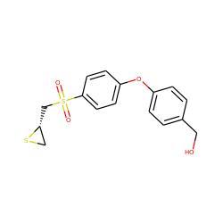 O=S(=O)(C[C@@H]1CS1)c1ccc(Oc2ccc(CO)cc2)cc1 ZINC000034775816