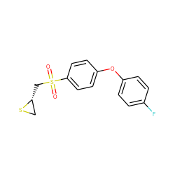 O=S(=O)(C[C@@H]1CS1)c1ccc(Oc2ccc(F)cc2)cc1 ZINC000084710192