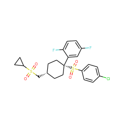 O=S(=O)(C[C@H]1CC[C@@](c2cc(F)ccc2F)(S(=O)(=O)c2ccc(Cl)cc2)CC1)C1CC1 ZINC000100419982