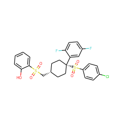 O=S(=O)(C[C@H]1CC[C@@](c2cc(F)ccc2F)(S(=O)(=O)c2ccc(Cl)cc2)CC1)c1ccccc1O ZINC000261110823