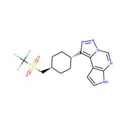 O=S(=O)(C[C@H]1CC[C@H](c2nnn3cnc4[nH]ccc4c23)CC1)C(F)(F)F ZINC001772626690