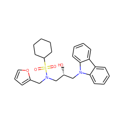 O=S(=O)(C1CCCCC1)N(Cc1ccco1)C[C@H](O)Cn1c2ccccc2c2ccccc21 ZINC000148504510