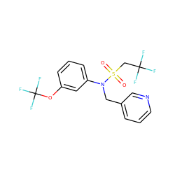 O=S(=O)(CC(F)(F)F)N(Cc1cccnc1)c1cccc(OC(F)(F)F)c1 ZINC000026834995