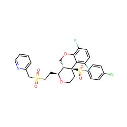 O=S(=O)(CC[C@@H]1OCC[C@@]2(S(=O)(=O)c3ccc(Cl)cc3)c3c(F)ccc(F)c3OC[C@@H]12)Cc1ccccn1 ZINC000206592023