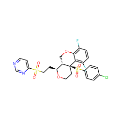 O=S(=O)(CC[C@@H]1OCC[C@@]2(S(=O)(=O)c3ccc(Cl)cc3)c3c(F)ccc(F)c3OC[C@@H]12)c1ccncn1 ZINC000206603727