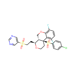 O=S(=O)(CC[C@@H]1OCC[C@@]2(S(=O)(=O)c3ccc(Cl)cc3)c3c(F)ccc(F)c3OC[C@@H]12)c1cncnc1 ZINC000206603789