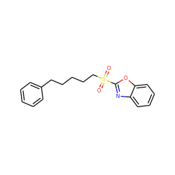 O=S(=O)(CCCCCc1ccccc1)c1nc2ccccc2o1 ZINC000028353200