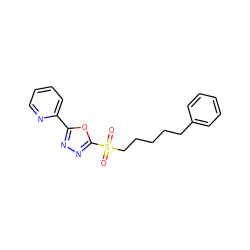 O=S(=O)(CCCCCc1ccccc1)c1nnc(-c2ccccn2)o1 ZINC000028340334