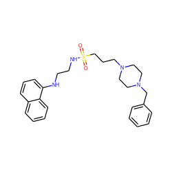 O=S(=O)(CCCN1CCN(Cc2ccccc2)CC1)NCCNc1cccc2ccccc12 ZINC000299822886